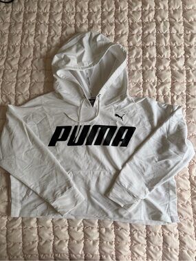 Women’s Puma White Hoodie with Black Logo